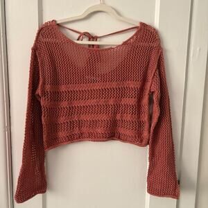 Ae off the shoulder crochet sweater beach